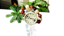 Carica l'immagine nel visualizzatore di Gallery, Orologio da polso bracciale elastico con perle legno marrone beige bordeaux... - Ilgrandebazar