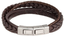 Carica l'immagine nel visualizzatore di Gallery, Fossil JF85296040 Bracciale da Uomo in Pelle/Acciaio Inossidabile - Ilgrandebazar