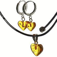 Carica l'immagine nel visualizzatore di Gallery, Orecchini a cerchio in argento sterling 925 con collana girocollo di cuori...
