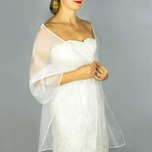 Carica l'immagine nel visualizzatore di Gallery, Stole donna organza scialli vestito da sposa nuziale poncho bianco