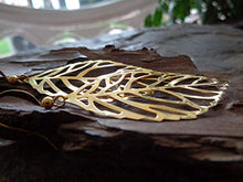 Carica l'immagine nel visualizzatore di Gallery, ✿ VINE FILIGRANA A FOGLIA LUNGA IN ORO - CINTURINI PELLE ✿ orecchini in...