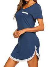 Carica l'immagine nel visualizzatore di Gallery, MAXMODA Camicie da Notte Donna Comodo Semplice Pigiami Camici S, Blu - Ilgrandebazar