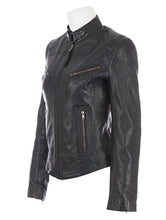 Carica l'immagine nel visualizzatore di Gallery, Aviatrix Giacca da Moto Molto alla Moda in Vera Pelle Super Soft M, Nero - Ilgrandebazar
