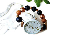 Carica l'immagine nel visualizzatore di Gallery, Orologio da polso donna elasticizzato Bracciale perle Legno Bianco Nero... - Ilgrandebazar