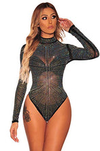 Carica l'immagine nel visualizzatore di Gallery, MASHIKOU Body Nero Donna Elegante Vintage Bodysuit Estivi Mesh M, Nero-4 - Ilgrandebazar