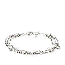 Carica l'immagine nel visualizzatore di Gallery, Fossil Bracciale da Donna in Ottone con Perline Argento, 16cm +2.5cm - Ilgrandebazar