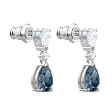 Carica l'immagine nel visualizzatore di Gallery, Swarovski Orecchini A Buco Vintage, Cristallo Blu, Rodiato, da Donna - Ilgrandebazar