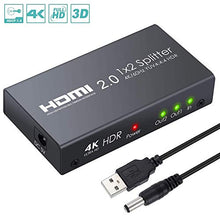 Carica l'immagine nel visualizzatore di Gallery, ESYNiC HDMI 2.0 Splitter 2 Vie Supporta 4K@60Hz YUV 4:4:4 e...