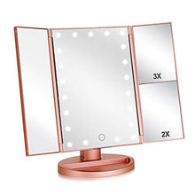 Carica l'immagine nel visualizzatore di Gallery, Specchio Trucco,HOMI per Il Trucco con Luce 1x / 2X / 3X Oro Rosa