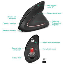 Carica l'immagine nel visualizzatore di Gallery, GHB Mouse Verticale Wireless Ergonomico Ricaricabile 6-Tasti Nero