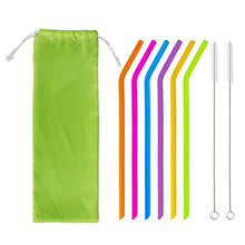 Carica l'immagine nel visualizzatore di Gallery, Silicone Cannucce Riutilizzabile Colorato Cannuccia Ecologico Senza BPA...