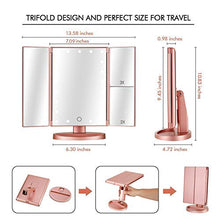 Carica l'immagine nel visualizzatore di Gallery, Specchio Trucco,HOMI per Il Trucco con Luce 1x / 2X / 3X Oro Rosa