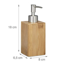 Carica l'immagine nel visualizzatore di Gallery, Relaxdays Portasapone Liquido in bambù Squadrato, Manuale, Dispenser per...