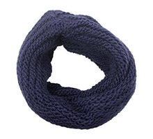 Carica l'immagine nel visualizzatore di Gallery, Scaldacollo in maglia, sciarpa ad anello intrecciato col. Blu scuro - Ilgrandebazar