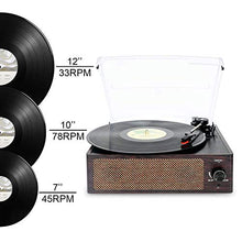 Carica l'immagine nel visualizzatore di Gallery, Giradischi Bluetooth Portatile a Tre Velocità (33 1/3, 45 E 78 Giri), Brown