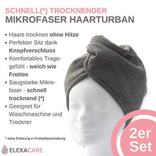 Carica l'immagine nel visualizzatore di Gallery, ELEXACARE turbante per capelli in microfibra. Set di 2 2x Grigio (Antracite) - Ilgrandebazar