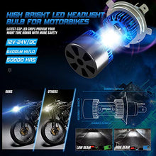 Carica l'immagine nel visualizzatore di Gallery, Lampadina H4 LED per Moto, 6400LM Lampada Sostituzione Alogena, Blu
