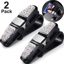 Carica l'immagine nel visualizzatore di Gallery, Frienda 2 Pacchi Porta Occhiali per Auto Visiera Parasole con Strass di...
