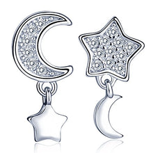 Carica l'immagine nel visualizzatore di Gallery, Infinite U, eleganti orecchini a forma di stella e luna, in argento Sterling... - Ilgrandebazar