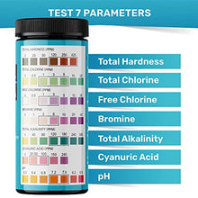 Carica l'immagine nel visualizzatore di Gallery, Kit Test Piscina pH e Cloro JNW Direct - 7 in 1 Strisce Test Piscina per Risultati Precisi e Accurati - Test per Piscina Cloro e pH e Bromo con Ebook - 100 Pezzi