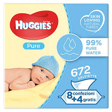 Carica l'immagine nel visualizzatore di Gallery, Huggies Pure Salviette Umidificate per Bambini, 12 Pacchi da 56 Pezzi