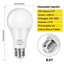 Carica l'immagine nel visualizzatore di Gallery, ZIKEY Lampadina LED E27, 12W Equivalenti a 100W, A65 Luce Bianca Fredda - Ilgrandebazar