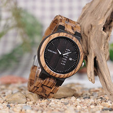 Carica l'immagine nel visualizzatore di Gallery, BOBO BIRD Orologio analogico da uomo in legno, al quarzo, con Black Dial - Ilgrandebazar
