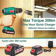 Carica l'immagine nel visualizzatore di Gallery, Trapano Avvitatore Batteria 12V, HYCHIKA a 30N .m Mas,...
