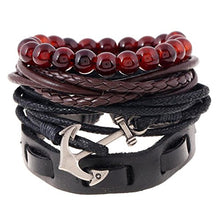 Carica l'immagine nel visualizzatore di Gallery, 4PCS Bracciale da Uomo Retrò pelle Braccialetto di perline naturali, VMINE... - Ilgrandebazar