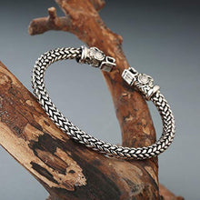 Carica l'immagine nel visualizzatore di Gallery, Ailuor Braccialetto da uomo con doppia testa di drago, stile vichingo, Silver - Ilgrandebazar