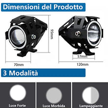 Carica l'immagine nel visualizzatore di Gallery, Ventdest Fari Moto, 2 * U5 Cree LED Faretti Frontali, 3000LM 6500K...