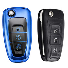 Carica l'immagine nel visualizzatore di Gallery, Cover protettiva per chiave in TPU con 3 pulsanti, compatibile Ford Blu