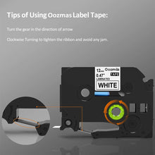 Carica l'immagine nel visualizzatore di Gallery, Nastri Oozmas Compatibile In sostituzione di Brother 12mm, Nero sur Bianco - Ilgrandebazar