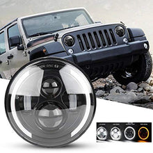 Carica l'immagine nel visualizzatore di Gallery, Qiilu Lampada Frontale a LED da 7 Pollici 150W Halo Light, Auto e Moto...