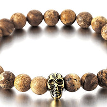 Carica l'immagine nel visualizzatore di Gallery, COOLSTEELANDBEYOND 9MM Pietra Preziosa, Braccialetto di Perline con Cranio,... - Ilgrandebazar