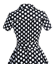 Carica l'immagine nel visualizzatore di Gallery, Timormode Donna A-Line Short Sleeve Retro 1950s Vintage Prom L, Black Dots - Ilgrandebazar