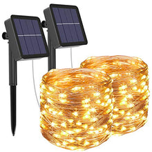 Carica l'immagine nel visualizzatore di Gallery, [2 Pacchi] Luci Solari Esterno, Litogo 12m 120 LED Catena Bianco Caldo