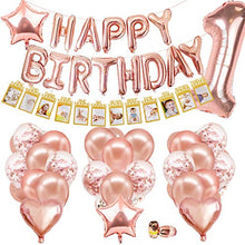 Carica l'immagine nel visualizzatore di Gallery, SPECOOL Palloncini Compleanno Oro Rosa,con Baby Photo Rosa Happy Birthday