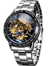 Carica l'immagine nel visualizzatore di Gallery, Alienwork IK Orologio Nero/Movimento D'oro/Cinturino In Metallo Argento - Ilgrandebazar