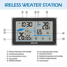 Carica l'immagine nel visualizzatore di Gallery, BACKTURE Termometro Igrometro Digitale, Stazione Meteorologica con A-nero - Ilgrandebazar