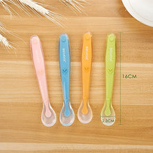 Carica l'immagine nel visualizzatore di Gallery, Cucchiaino Svezzamento Set 4 Silicone Neonato Cucchiai Manico...