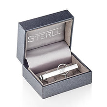 Carica l'immagine nel visualizzatore di Gallery, STERLL Uomo Fermacravatta Argento CORTO Lucido con Striscia Opaca Custodia...
