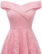 Carica l'immagine nel visualizzatore di Gallery, HomRain Abiti da Donna Elegante off Spalla a Pieghe S, Pink - Ilgrandebazar
