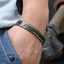 Carica l'immagine nel visualizzatore di Gallery, Magnetico bracciale per uomo, oro nero titanio acciaio terapia magnetica... - Ilgrandebazar