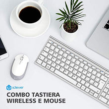 Carica l'immagine nel visualizzatore di Gallery, iClever Tastiera e Mouse Wireless - e Argento e Bianco