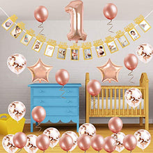 Carica l'immagine nel visualizzatore di Gallery, SPECOOL Palloncini Compleanno Oro Rosa,con Baby Photo Rosa Happy Birthday