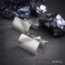 Carica l'immagine nel visualizzatore di Gallery, Sterling - Gemelli da uomo in argento 925 spazzolato, con custodia...
