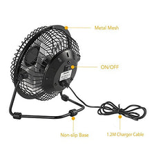 Carica l'immagine nel visualizzatore di Gallery, HUALANS Ventilatore USB in Acciaio,Ventilatore da Tavolo 4 Pollici Nero