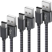Carica l'immagine nel visualizzatore di Gallery, GERETIN Cavo USB Type-C [3 Pezzi,1m+2m+2m] C Nylon GrigioNero