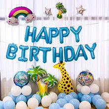 Carica l'immagine nel visualizzatore di Gallery, Ponmoo Foil Palloncini Happy Birthday Banner Kit - Blu, 1happy - Blu
